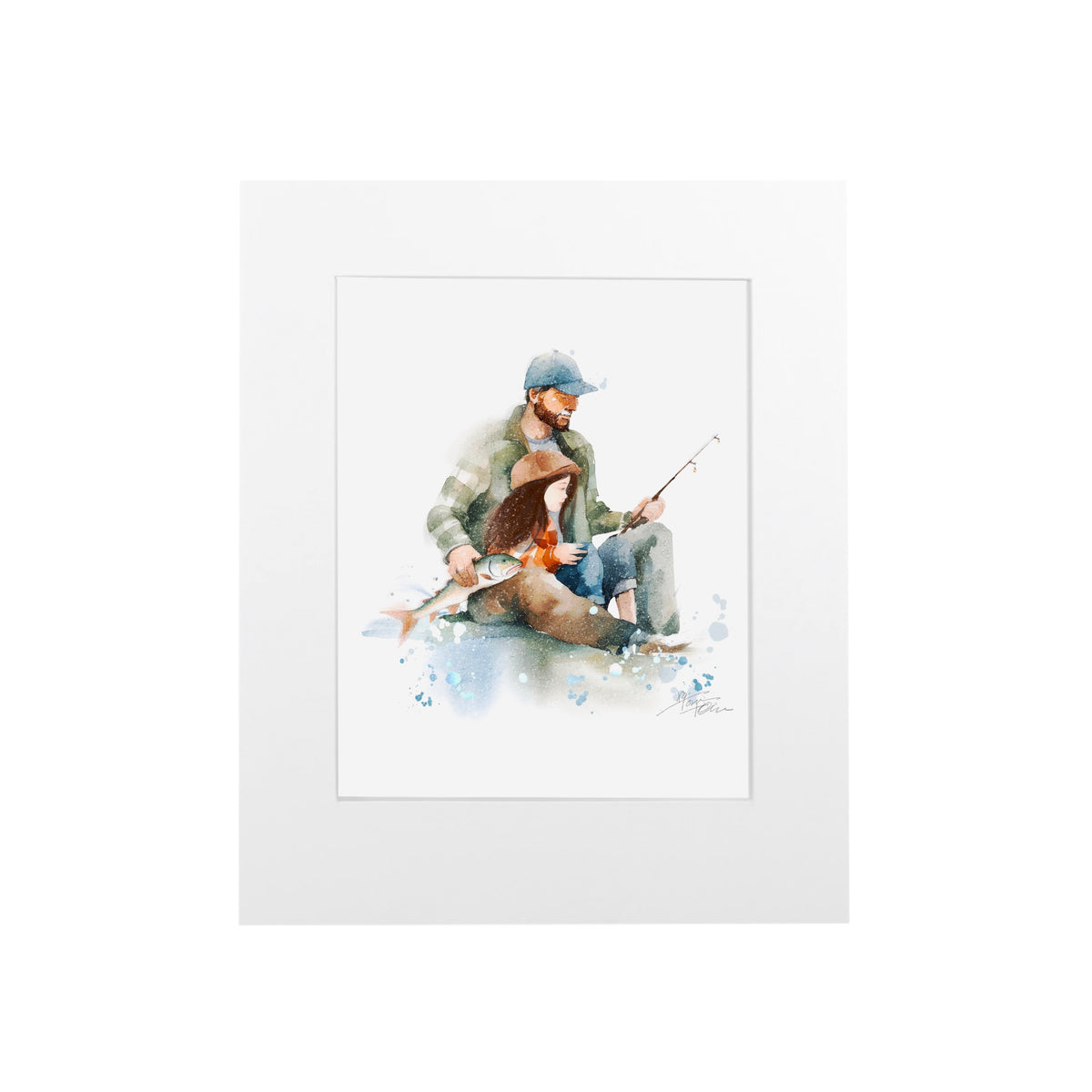 Vintage Fishing Dad and Daughter Graphic by DylanArt · Creative