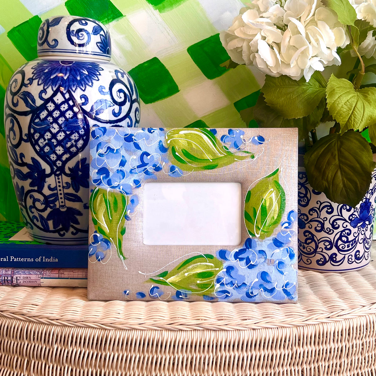 Personalized Hand-Painted Blue Hydrangea Picture Frame – TomTom and Company